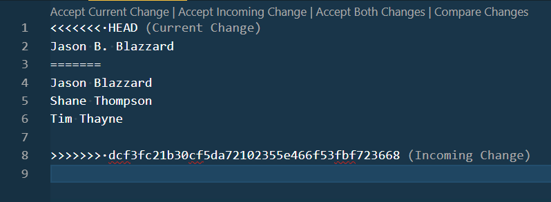 Screenshot showing example team.txt file